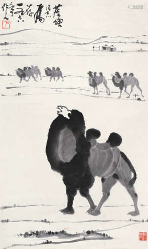 吴作人（1908～1997） 1978年作 漠上 镜心 水墨纸本