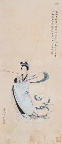 黄钧（1914～2011） 洛神 立轴 设色绢本