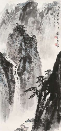 魏紫熙（1915～2002） 1979年作 山涧飞瀑 立轴 设色纸本