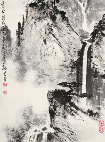 魏紫熙（1915～2002） 1981年作 夏山飞瀑 镜心 水墨纸本