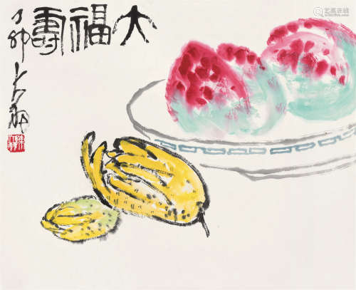 陈大羽（1912～2001） 1987年作 大福寿 立轴 设色纸本