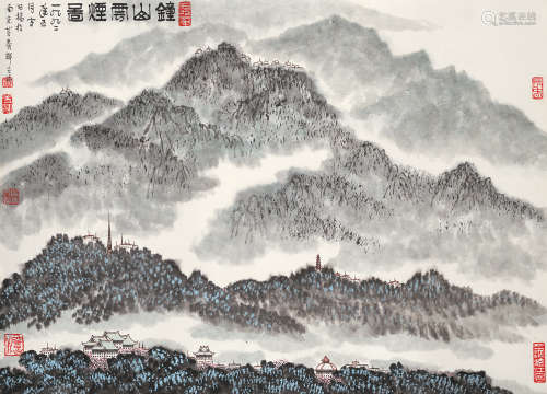 黄养辉（1911～2001） 钟山云烟图 立轴 设色纸本