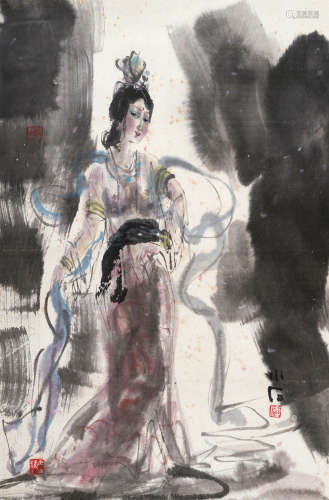傅小石（1932～2016） 羽衣图 镜心 设色纸本