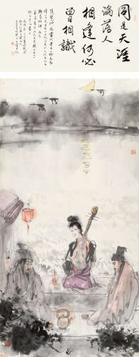 傅小石（1932～2016） 赏乐图 立轴 设色纸本