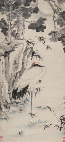 张敔（1734～1803） 鹤寿 立轴 设色纸本