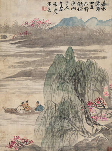 胡公寿（1823～1886） 泛舟图 立轴 水墨纸本