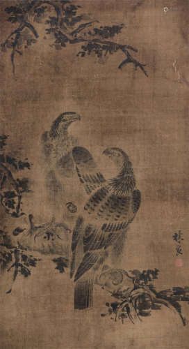 林良（1428～1494） 松鹰 立轴 水墨绢本