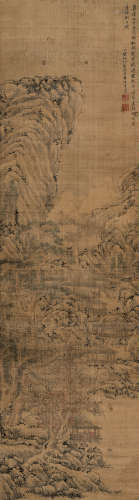 高简（1634～1707） 读书图 立轴 设色纸本