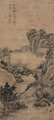 徐枋（1622～1694） 策杖图 立轴 水墨绢本