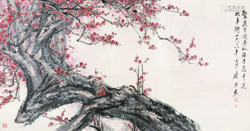 唐云（1910～1993） 1978年作 红梅闹春 镜心 设色纸本
