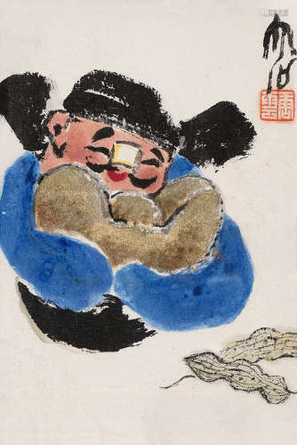 唐云（1910～1993） 发财图 镜心 设色纸本