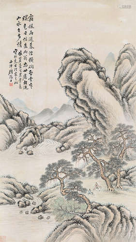 顾麟士（1865～1930） 松下高仕 立轴 设色纸本