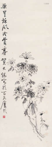 贺天健（1891～1977） 墨菊 立轴 水墨纸本
