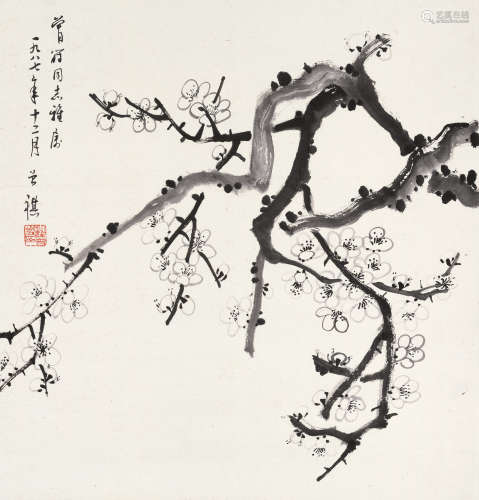 汪曾琪（1920～1997） 1987年作 墨梅 镜心 水墨纸本