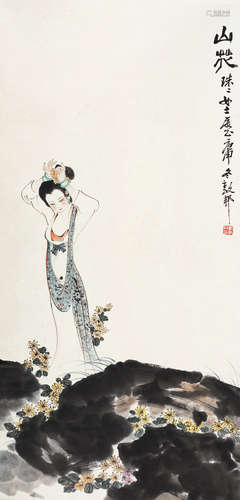 戴敦邦（b.1938） 1980年作 山花 立轴 设色纸本