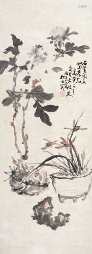 应均（1874～1941） 1936年作 花卉 立轴 设色纸本