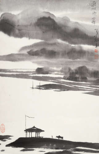 杨明义（b.1943） 春江雨霁 立轴 设色纸本