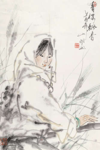 吴山明（b.1941） 2005年作 青稞飘香 立轴 设色纸本
