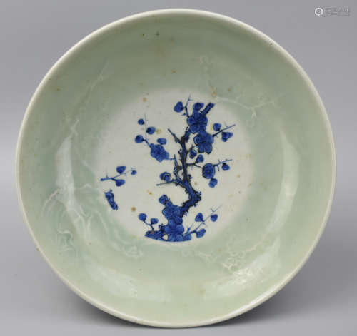 Japanese Celadon Blue & White Charger, 19th C.