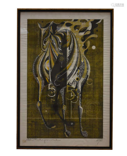Tadashi Nakayama Wind-Swept Horse Painting, 1968