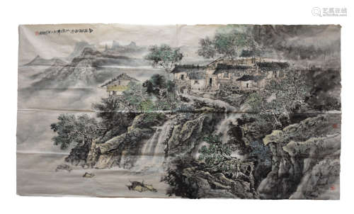 Chinese Mountain Settlement Painting Chen Zhengguo