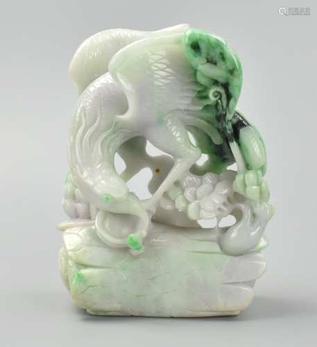 Chinese Carved Jadeite Ornament w/ Eagle