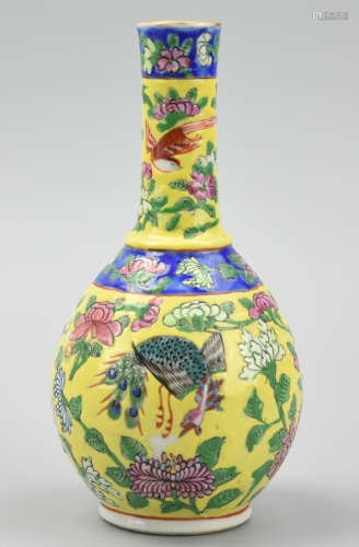 Chinese Yellow Famille Rose Vase ,19th C.
