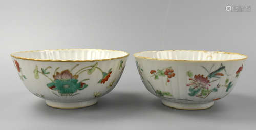 Pair of Chinese Famille Rose Bowls ,19th C.