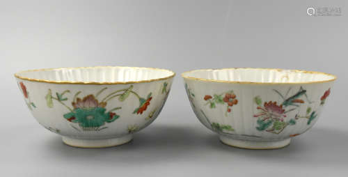 Pair of Chinese Famille Rose Bowls ,19th C.
