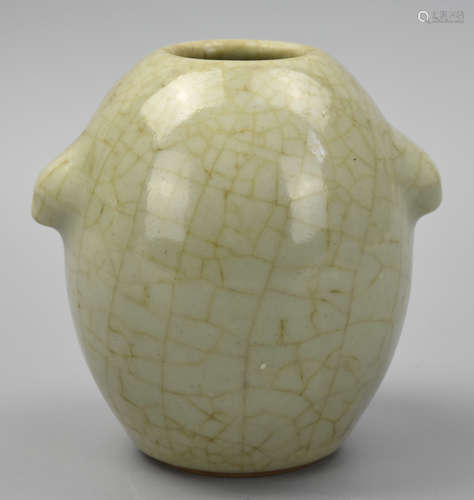 Chinese Ovid Vase w/ Ge-Type Celadon Glaze,18th C.