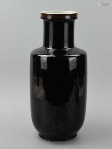 Chinese Mirror Black Glaze Rouleau Vase,19th C.