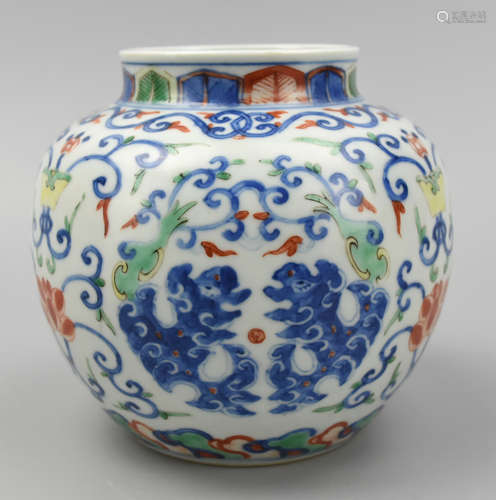 Chinese Famille Verte Floral Jar w/ Wanli Mark