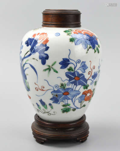 Chinese Porcelain Wucai Jar w/ Flowers,17-18th C.