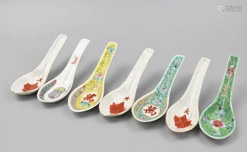 (7) Chinese Famille Rose Spoon, 19th C.