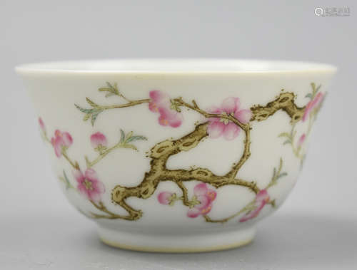 Chinese Famille Rose Cup w/ Blossom, Daoguang Mark