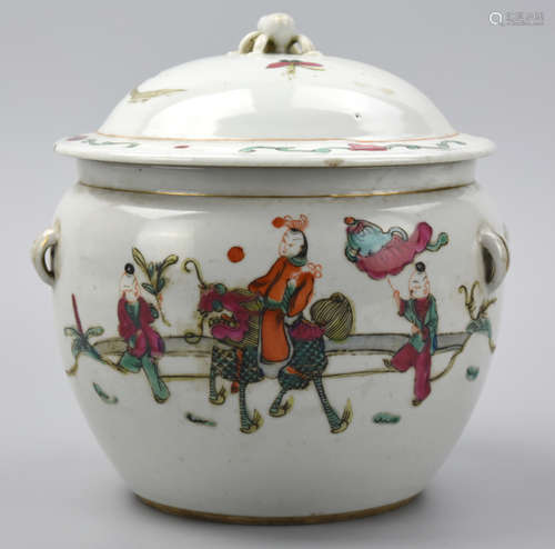 Chinese Famille Rose Jar w/ Cover, 19th C.