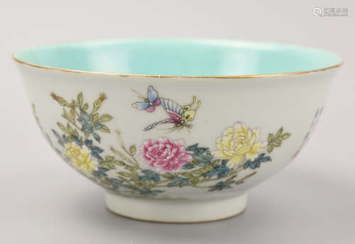 Chinese Famille Rose Bowl w/ Flower,20th C.