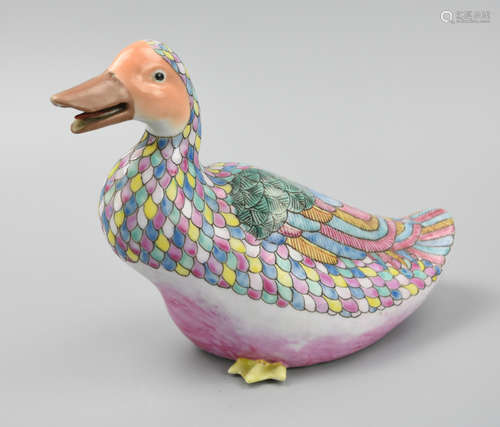 Chinese Famille Rose Duck, 19th C.