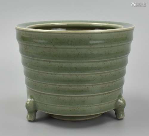 Chinese Ming Style Longquan Celadon Glazed Censer