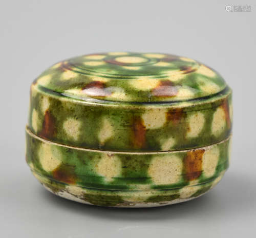 Chinese Sanai Glazed Box & Cover, Tang Dynasty