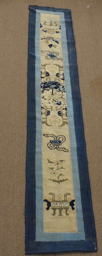 A Narrow Blue & White Chinese Runner Carpet