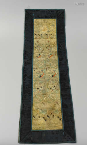 Chinese Embroidery w/ Birds, Qing Dynasty