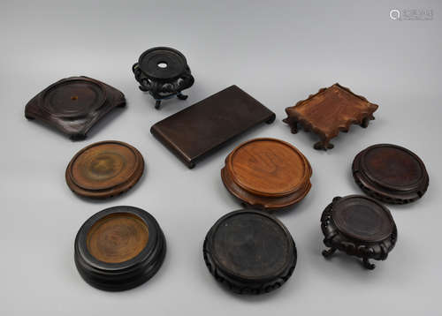 (10)Ten Chinese Rosewood Stand, 19-20th C.