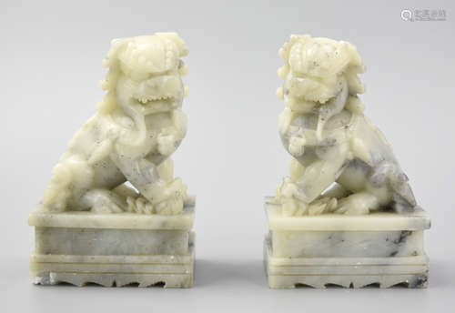 Chinese Pair of Stone Lion Figures,20th C.