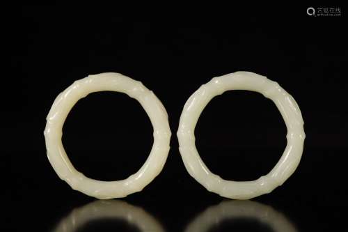 Qing dynasty hetian jade bamboo pattern  bangle for 2