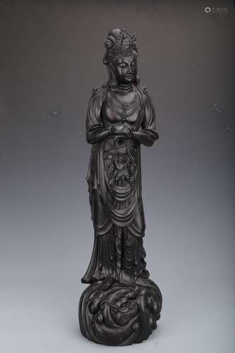 Late Qing xiaoye zitan wood guanyin buddha