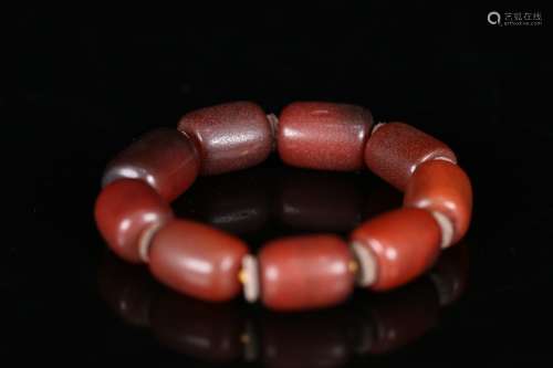 old amber barrel beads bracelet
