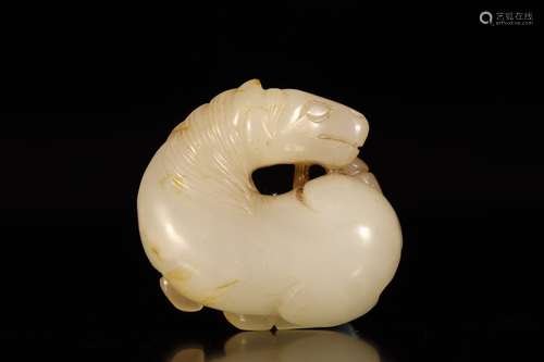 Qing dynasty white hetian jade horse