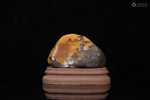 Shoushan tianhuang stone with shell story ornaments