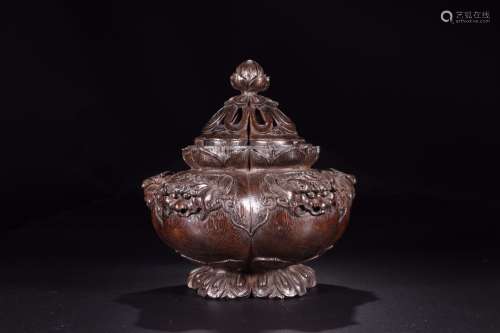 Qing dynasty chenxiang wood melon beast face censer